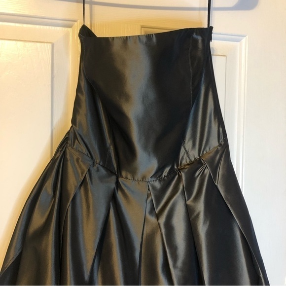 Zara Basic Strapless Metallic Gunmetal Bubble Mini Formal Dress Size Small - Picture 8 of 15